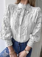 Women's Elegant Lace Stand Collar Long Sleeve Shirt