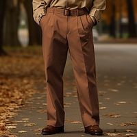 Men's Trousers Chinos Chino Pants Pleated Pants Pocket Plain Comfort Breathable Outdoor Daily Going out 100% Cotton Fashion Casual Black Navy Blue Lightinthebox - thumbnail
