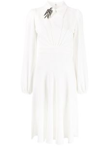 Nº21 long-sleeved flared pleated dress - White