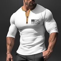 Graphic National Flag Fashion Designer Casual Men's 3D Print Henley Shirt Waffle T Shirt Sports Outdoor Holiday Festival T shirt Black White Navy Blue Long Sleeve Henley Shirt Spring   Fall Clothing Lightinthebox - thumbnail