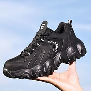 Men's Women Sneakers Steel Toe Shoes Work Sneakers Safety Shoes Classic Outdoor Office  Career Tissage Volant Breathable Comfortable Lace-up Black Spring Fall Lightinthebox