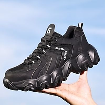 Men's Women Sneakers Steel Toe Shoes Work Sneakers Safety Shoes Classic Outdoor Office  Career Tissage Volant Breathable Comfortable Lace-up Black Spring Fall Lightinthebox