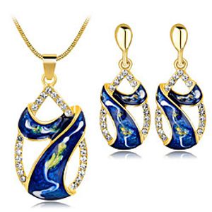 Women's Cubic Zirconia Jewelry Set Geometrical Flower Ethnic Earrings Jewelry Blue For Anniversary Party Evening Prom Festival 1 set miniinthebox