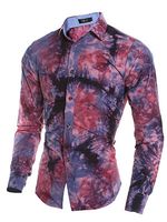 Tie/Dye Abstract Print Long Sleeve Men Shirts - thumbnail