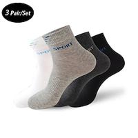 Men's 3 Pack Multi Packs Socks Crew Socks Running Socks Casual Socks Black White Color Letter Sports Outdoor Daily Vacation Basic Medium Spring Fall Fashion Casual Lightinthebox