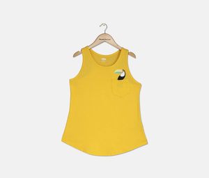 Girls One Pocket Sleeveless Top  Yellow