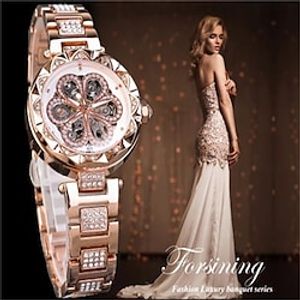 FORSINING Women Watch Skeleton Automatic Ladies Elegant Dress Watches Relogio Feminino Full Steel Mechanical Lady Wristwatches miniinthebox