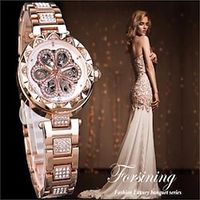 FORSINING Women Watch Skeleton Automatic Ladies Elegant Dress Watches Relogio Feminino Full Steel Mechanical Lady Wristwatches miniinthebox - thumbnail