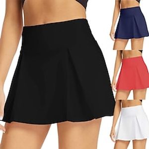 Women's Tennis Skirts Yoga Skirt 2 in 1 Tummy Control Butt Lift High Waist Yoga Fitness Gym Workout Bottoms White Black Gray Spandex Sports Activewear High Elasticity Skinny  Athletic  Athleisure Lightinthebox