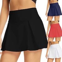 Women's Tennis Skirts Yoga Skirt 2 in 1 Tummy Control Butt Lift High Waist Yoga Fitness Gym Workout Bottoms White Black Gray Spandex Sports Activewear High Elasticity Skinny  Athletic  Athleisure Lightinthebox - thumbnail
