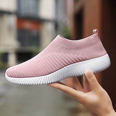 Women's Sneakers Walking Shoes Athletic Flyknit Shock Absorption Cushioning Breathable Lightweight Gym Workout Running Rubber Knit Summer Spring Black White Pink Blue Lightinthebox