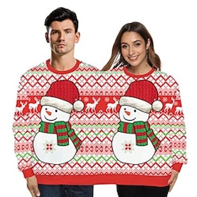 Christmas Snowman Ugly Christmas Sweater  Sweatshirt Hoodie Print Graphic Top For Men's Women's Unisex Adults' 3D Print 100% Polyester Party Lightinthebox