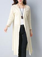 Casual Women Solid Long Sleeve Sunscreen Long Cardigan - thumbnail