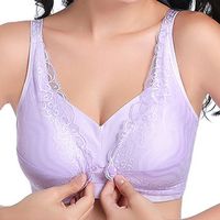 Sexy Front Button Lace-trim Wireless Soft Cotton Nursing Bras