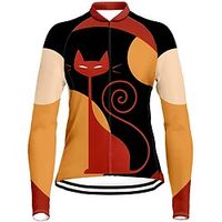 21Grams Women's Cycling Jersey Long Sleeve Bike Top with 3 Rear Pockets Mountain Bike MTB Road Bike Cycling Breathable Quick Dry Moisture Wicking Reflective Strips Orange Color Block Cat Polyester Lightinthebox - thumbnail