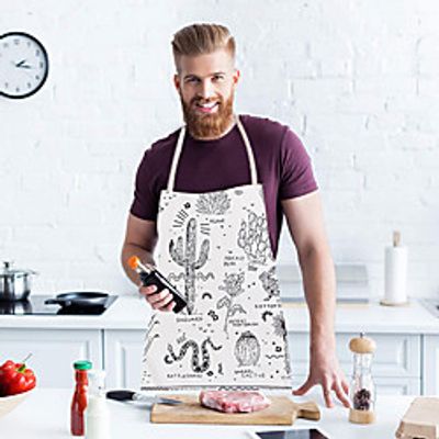Cooking Apron Cartoon Hand-painted Pattern Plant Flower and Animal Print Chef Apron Lightinthebox