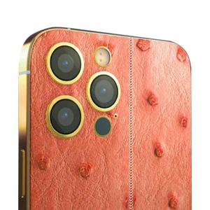 Merlin Craft Customized iPhone 16 Pro Max 512GB, Orange Leather Ostrich Gold