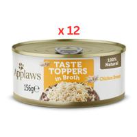 Applaws Taste Toppers in Broth Chicken Wet Dog Food Tin 156g X 12