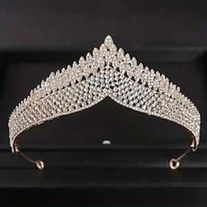 Crown Tiaras Headbands Headpiece Rhinestone Alloy Wedding Cocktail Elegant Luxury With Rhinestone Pure Color Headpiece Headwear Lightinthebox