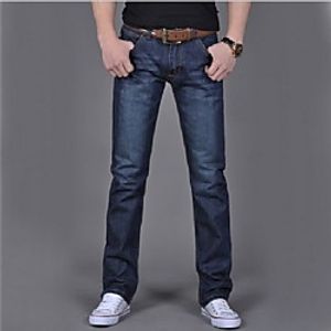 Men's Stylish Casual Daily Jeans Pants Solid Colored Full Length Blue Lightinthebox
