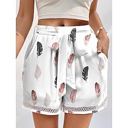 Women's Shorts Polyester Graphic White Simple High Waist Short Vacation Casual Daily Summer Spring Lightinthebox