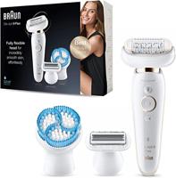 Braun Silk - Epil 9 Flex Beauty Set Epilator Flexible Head +5 Extras & Pouch White - SES 9010 3D