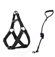 Helepet Round Dog Leash Harness Black Medium