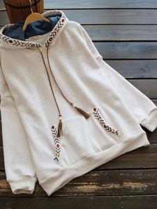 Embroidery Pockets Women Hooded Hoodies