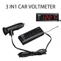 StarFire 12V Mini Car Digital Clock Thermometer Voltmeter 3 IN 1 LED Display Digital Timer Voltmeter Interior Electronic Accessories miniinthebox - thumbnail