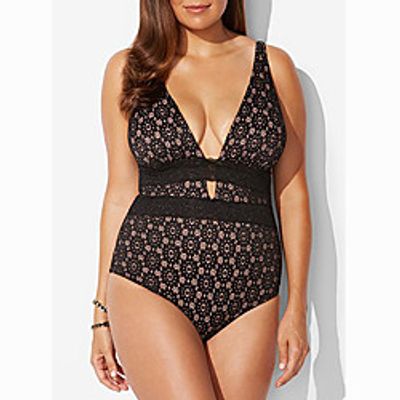 Women's Swimwear One Piece Monokini Swimsuit Tummy Control Open Back Print Floral Black Swimwear Plunge Bathing Suits New Casual Vacation  Modern Lightinthebox