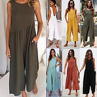 LITB Basic Women's Backless Maxi Long SleevelessJumpsuitSolid Color Basic Dress Lightinthebox - thumbnail