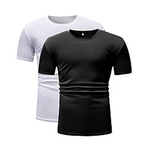 Men's Unisex T shirt Shirt non-printing Solid Colored Plus Size 2pcs Short Sleeve Daily Tops Round Neck Black / White / Sports miniinthebox
