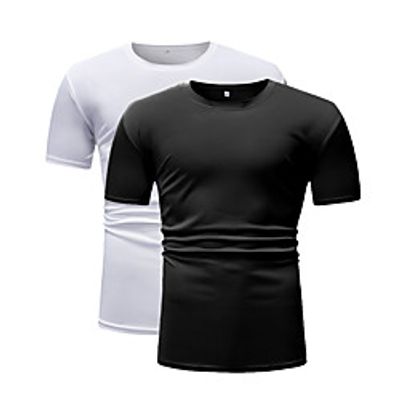Men's Unisex T shirt Shirt non-printing Solid Colored Plus Size 2pcs Short Sleeve Daily Tops Round Neck Black / White / Sports miniinthebox