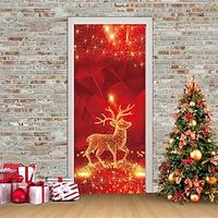 Christmas 3D Stickers Waterproof Door Stickers Xmas Door Mural Peel Self Adhesive Wallpaper PVC Sticker Removable Wall Decal for Home Office Decoration miniinthebox - thumbnail
