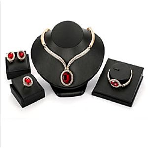 Women's Synthetic Ruby Bridal Jewelry Sets Briolette Flower Stylish Gold Plated Earrings Jewelry Gold For Wedding Anniversary Party Evening Festival 1 set miniinthebox