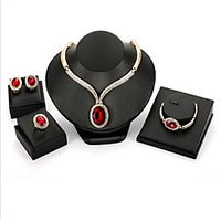 Women's Synthetic Ruby Bridal Jewelry Sets Briolette Flower Stylish Gold Plated Earrings Jewelry Gold For Wedding Anniversary Party Evening Festival 1 set miniinthebox - thumbnail