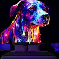 Blacklight Tapestry UV Reactive Glow in the Dark Dog Animals Trippy Misty Nature Landscape Hanging Tapestry Wall Art Mural for Living Room Bedroom Lightinthebox - thumbnail