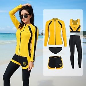 Women's Rash Guard Rash guard Swimsuit UV Sun Protection UPF50 Breathable Long Sleeve Swimwear Bathing Suit Front Zip 5-Piece Swimming Surfing Snorkeling Beach Patchwork Autumn  Fall Spring Summer Lightinthebox