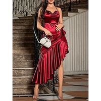 Women's Sequin Dress Prom Dress Party Dress Long Dress Maxi Dress Wine Sleeveless Plain Ruffle Summer Spring Fall Spaghetti Strap Elegant Wedding Guest Evening Party Vacation S M L XL Lightinthebox - thumbnail