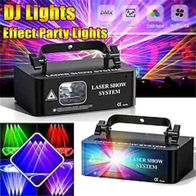 DMX512 LED Indoor Stage Lights RGB Laser Scanner Beam Effect Stage Light Sound Activated Bedroom Laser Projector Lighting Show for DJ Disco Church Birthday Party Xmas Lightinthebox