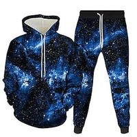 Men's 2 Piece Tracksuit Sweatsuit Athletic Athleisure 2pcs Long Sleeve Thermal Warm Breathable Moisture Wicking Fitness Running Jogging Sportswear Galaxy Normal Green Purple Yellow Activewear Lightinthebox - thumbnail