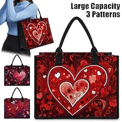 Women's Handbag Tote Boston Bag Polyester Valentine's Day Shopping Daily Print Large Capacity Lightweight Heart-shaped Wine Dark Red Red Lightinthebox Women's Handbag Tote Boston Bag Polyester Valentine's Day Shopping Daily Print Large Capacity Lightweight Heart-shaped Wine Dark Red Red Lightinthebox