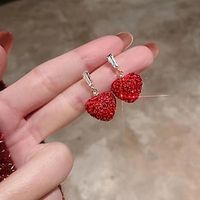 Valentine's Day Red Synthetic Diamond Drop Earrings Classic Precious Stylish Simple Earrings Jewelry Red For Wedding Engagement 1 Pair Lightinthebox - thumbnail