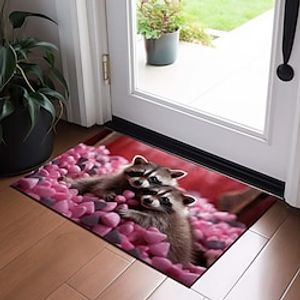 Valentine's Day Raccoon Doormat Non-Slip Oil Proof Rug Indoor Outdoor Mat Bedroom Decor Bathroom Mat Entrance Rug Door Mat Lightinthebox