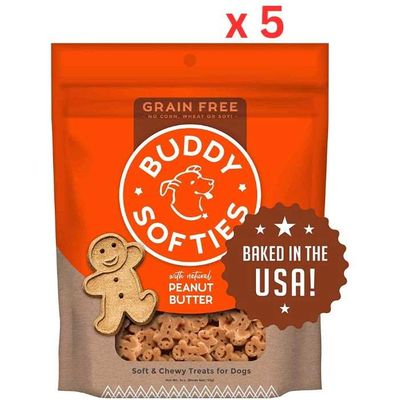 Buddy Biscuits Grain Free Chewy Treats With Peanut Butter - 5 Oz. (Pack Of 5)