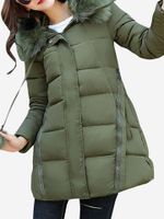 Women Solid Long Sleeve Hooded Coat