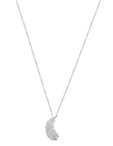 Nice Feather Pendant Necklace - Rhodium Plated