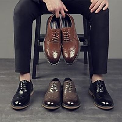 Men's Oxfords Brogue Business Vintage Classic Wedding Daily Party  Evening Patent Leather Black khaki Brown Fall Spring Summer Lightinthebox