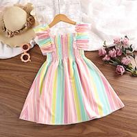 Kids Casual Strap Dress for Girls Summer Toddler Rainbow Striped Princess A-line Dress Fashion Children Clothing Lightinthebox