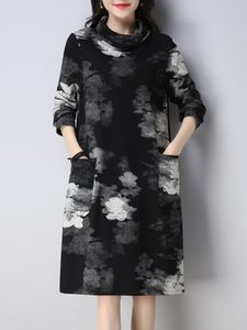 Tie-dyed High Collar Women Dresses